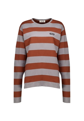 Miu Miu striped cotton T-shirt - Brown