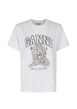 GANNI leopard-print T-shirt - White