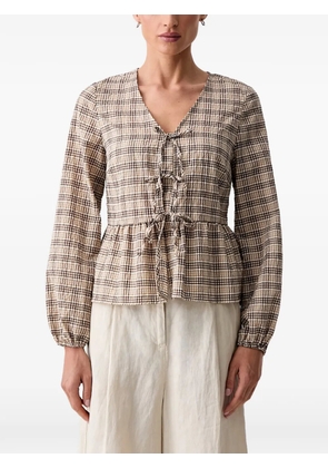 Marc O'Polo check-pattern peplum blouse - Brown