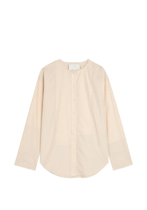 3.1 Phillip Lim collarless panelled frayed-edge shirt - Neutrals