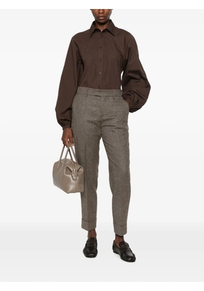 Closed balloon-sleeve shirt - Brown