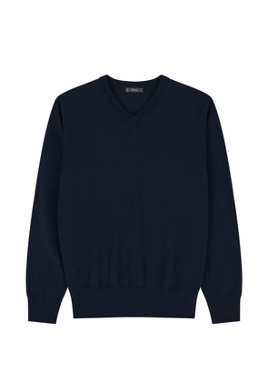 Boggi Milano V-neck jumper in extrafine merino wool - Blue