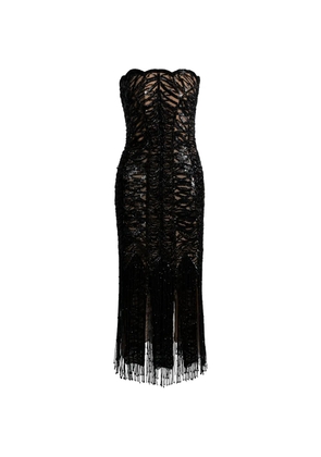 Elie Saab bead-embroidered fringed dress - Black