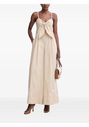 TWINSET bow-detail embroidered jumpsuit - Neutrals