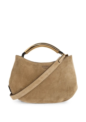 Moschino suede logo-embossed tote bag - Neutrals