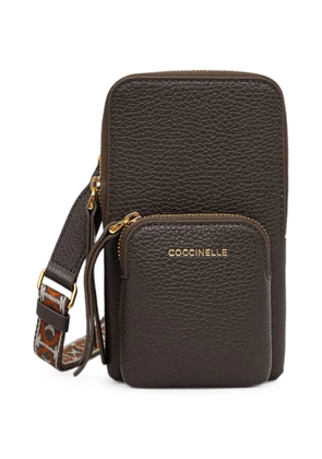 Coccinelle grained-leather logo-stamp phone case - Brown