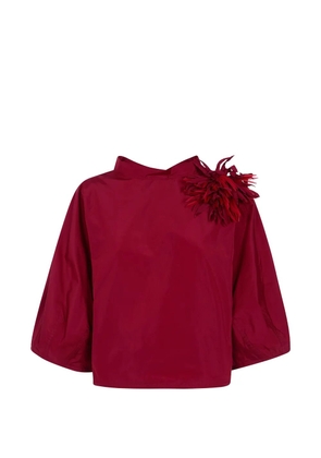 Liviana Conti floral-appliqué bow-detail blouse - Red