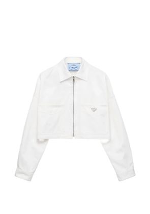 Prada cropped logo-plaque jacket - White