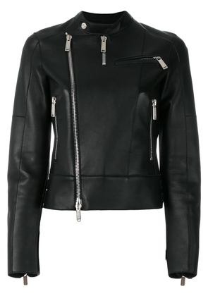 DSQUARED2 band collar leather jacket - Black