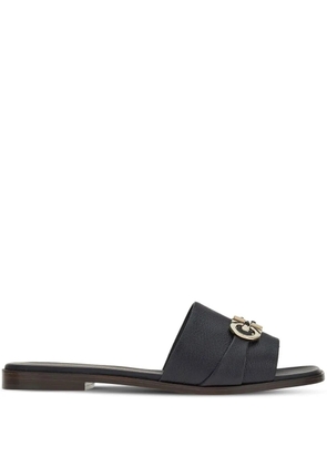 Ferragamo leather logo plaque sandals - Black