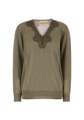 Valentino Garavani lace-trim metallic-effect sweater - Gold