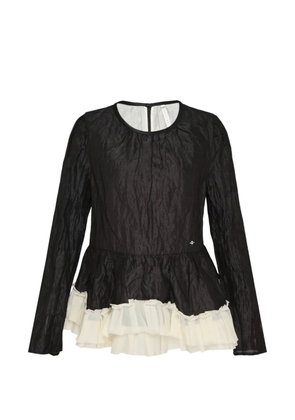 Renli Su crinkled-finish ruffled blouse - Black