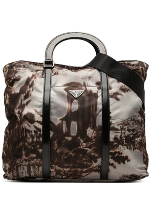 Prada Pre-Owned 2013-2026 Tessuto New York Street Templi Print Convertible Tote satchel - Brown