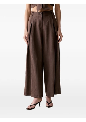 VICOLO pleated wide-leg trousers - Brown