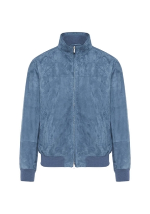Enrico Mandelli high-neck suede jacket - Blue