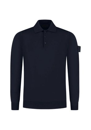 Stone Island logo-patch long-sleeve polo shirt - Blue