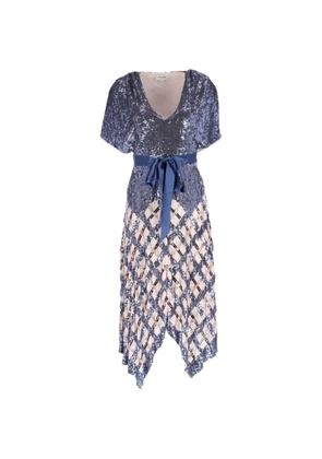 Temperley London Akiko belted sequined midi dress - Blue