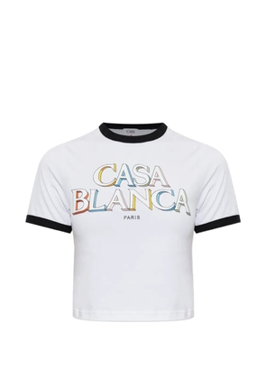 Casablanca logo-print cropped T-shirt - White