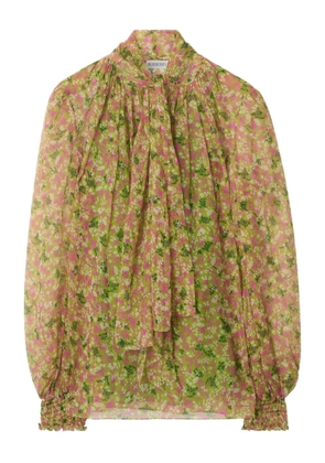 Burberry scarf-tie floral silk blouse - Pink