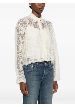 Ermanno Scervino floral-lace scalloped-hem shirt - White