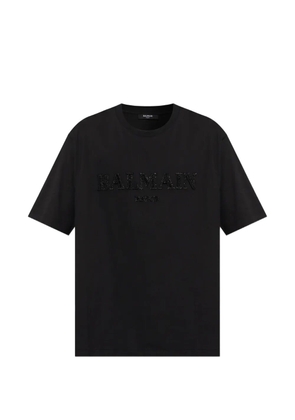 Balmain crystal-embellished logo T-shirt - Black