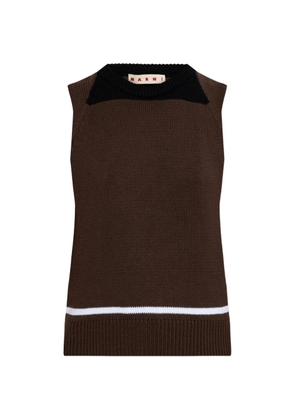 Marni logo-embroidered knitted top - Brown