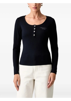 GUESS USA ribbed-knit long-sleeve top - Black