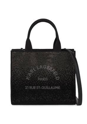 Karl Lagerfeld mini Rue St-Guillaume rhinestone square tote bag - Black