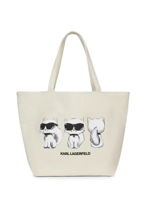Karl Lagerfeld Ikon Karl and Choupette reversible shopper bag - Neutrals