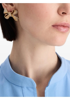 Oscar de la Renta Bow crystal-embellished earrings - Gold