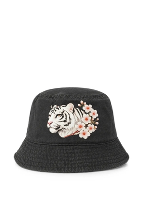 Melt tiger-print floral-print bucket hat - Black