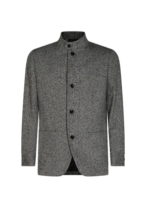 Lardini herringbone-pattern wool-blend jacket - Grey