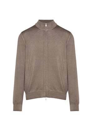 Gran Sasso zip-up ribbed-trim sweater - Brown