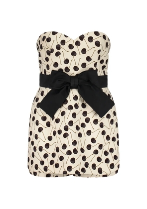 RED Valentino cherry-print bow-detail playsuit - Neutrals