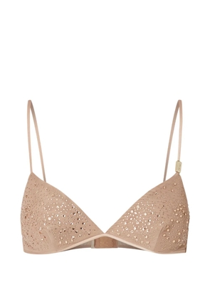 LIU JO tulle top with jewel embroidery - Neutrals