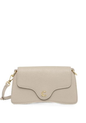 Coccinelle mini Coccinelle C-Me logo-plaque pebbled-leather shoulder bag - Neutrals