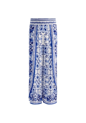 alice + olivia Larissa majolica-print palazzo pants - Blue