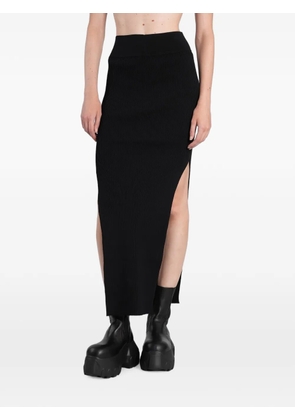 Rick Owens ribbed side-slit maxi skirt - Black