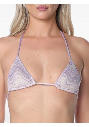 MC2 Saint Barth Leah Raschel wave-pattern bikini top - Purple