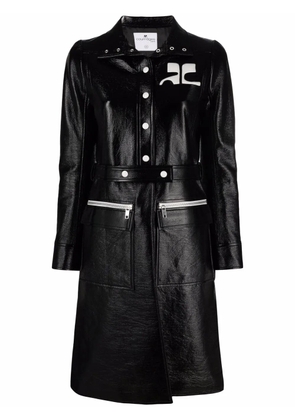 Courrèges logo-appliqué vinyl trench coat - Black