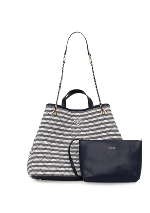 GUESS USA Giully striped diamond-quilted tote bag - White
