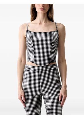 GUESS USA gingham-check star-patch top - Black