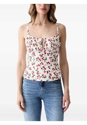 GUESS USA cherry-print gathered top - White