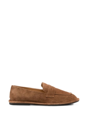 LINDA BAUMANN suede penny loafers - Brown
