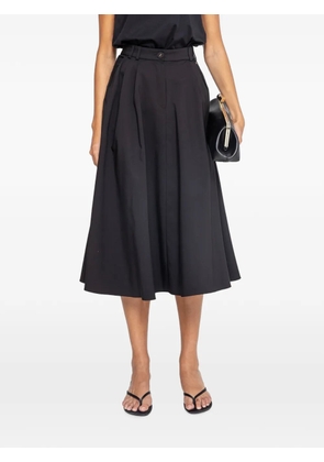 NISSA high-waisted cotton midi skirt - Black