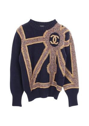 CHANEL Pre-Owned 1986-1988 Coco Mark knit sweater - Blue