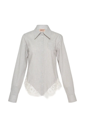 Nº21 striped lace-trim shirt - Blue