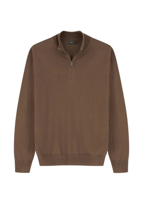 Boggi Milano quarter-zip jumper in extrafine merino wool - Brown