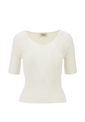 Weekend Max Mara ribbed-knit short-sleeve sweater - Neutrals