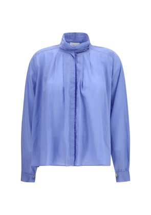 Forte Forte pleated high-neck blouse - Blue